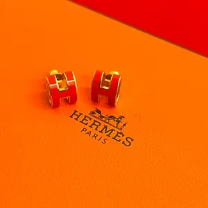 Pre-owned HERMÈS Brass Small Leather Goods Pop H Earrings