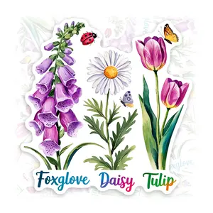 Foxglove Daisy Tulip FDT Sticker Vintage White Garden Meme Waterproof Vinyl Decal for Laptop Car Helmet Tumbler Water Bottle Bumper 7D5