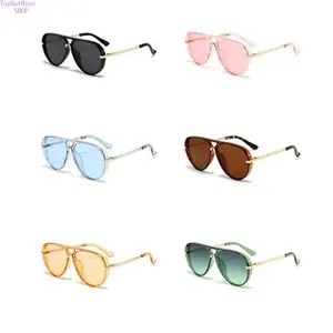 2026 New Oversized Aviator Sunglasses, UV400 Retro Large Frame Shades, Neon Green Black Pink Blue Red Brown Fashion Eyewear, Trendy UV Protection Pilot Glasses for Men Women, Ideal for Driving, Beach, Travel and Daily Casual Street Wear