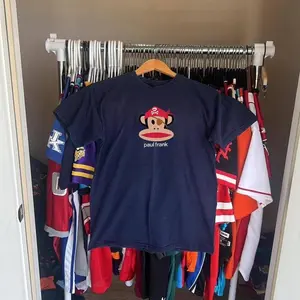 Navy Blue Paul Frank Monkey Baby Tee – Y2K Aesthetic Graphic Top