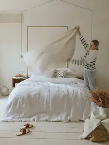 Magnolia White 100% Flax Linen Duvet Cover
