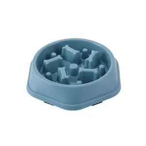 PetSafe Anti-Gulping Slow Feeder Dog Bowl - Durable PP Plastic, Promotes Healthy Eating Habits, Prevents Choking, Blue