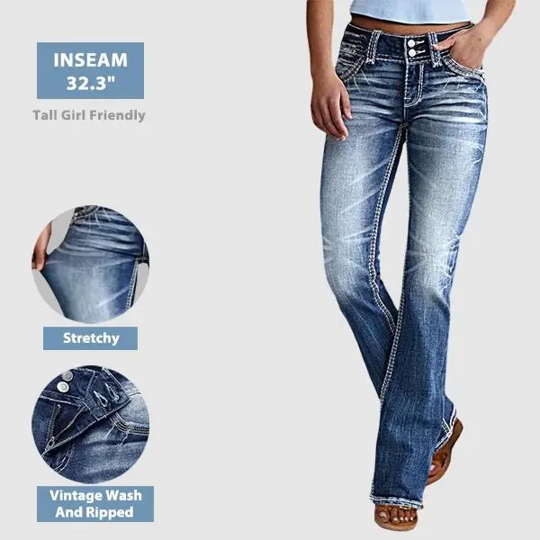 Flamingals 90s Vintage Slant Pocket Mid Waist Straight Leg Jeans for Women's Fashion Flamingals 90s Vintage Slant Pocket Mid Waist Straight Leg Jeans for Women's Fashion