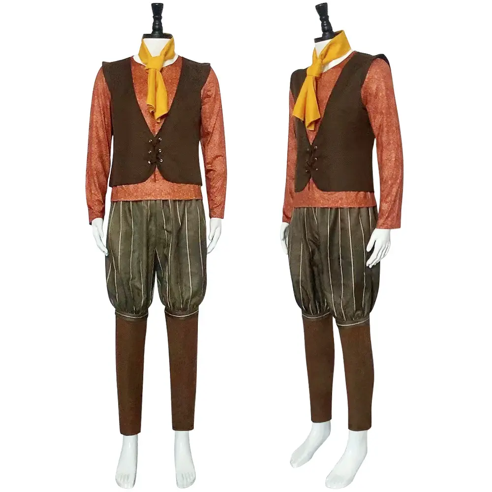 Rumpelstiltskin Medieval Fantasy Cosplay Costume Set Shirt Vest Pants Scarf for Comic Con