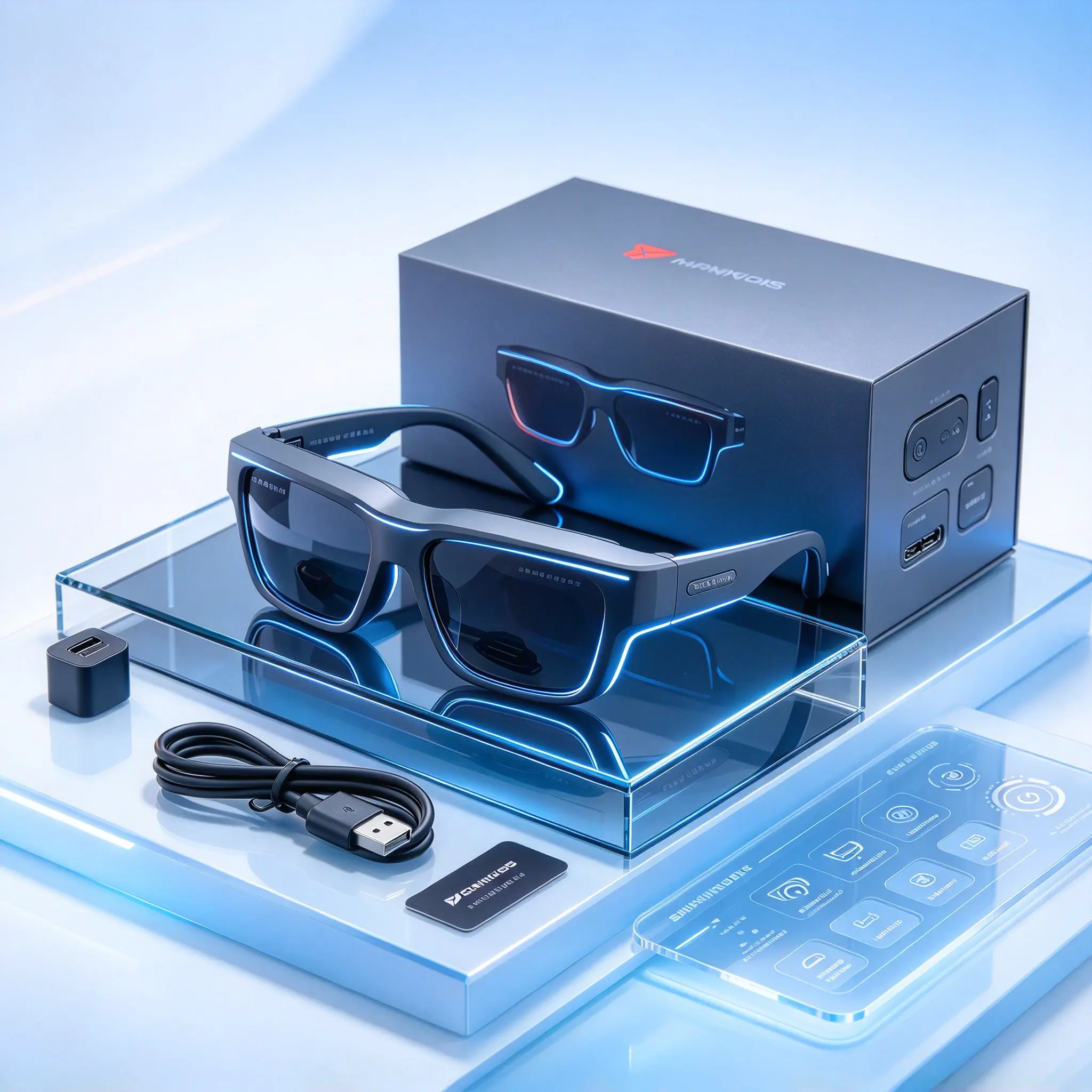 AI Smart Bluetooth Glasses with Real-Time Translation, Open-Ear Audio, Built-In Speakers and Microphone, Wireless Phone Calls, Music Streaming for Travel, Business, Study and Daily Use