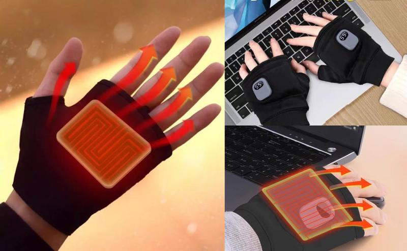 Touchscreen Fingerless Heated Gloves – Rechargeable Hand Warmers for Winter Work Arthritis Pain Relief, Men & Women Touchscreen Fingerless Heated Gloves – Rechargeable Hand Warmers for Winter Work Arthritis Pain Relief, Men & Women