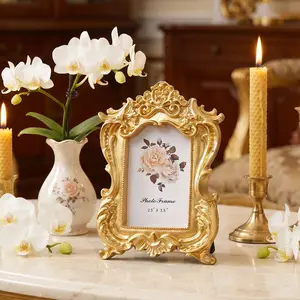Mini Ornate Frame, Baroque Relief Design, Desktop Photo Frame for Bedroom, Study, Entryway, Living Room, Photography Prop