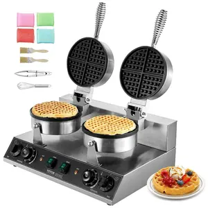 【Summervibes】VEVOR Commercial Waffle Maker Dual-Head Round Waffle Iron 2460W Non-Stick