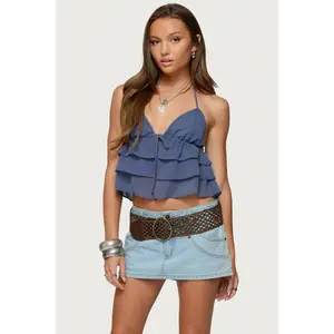 Zephi Split Front Ruffled Top