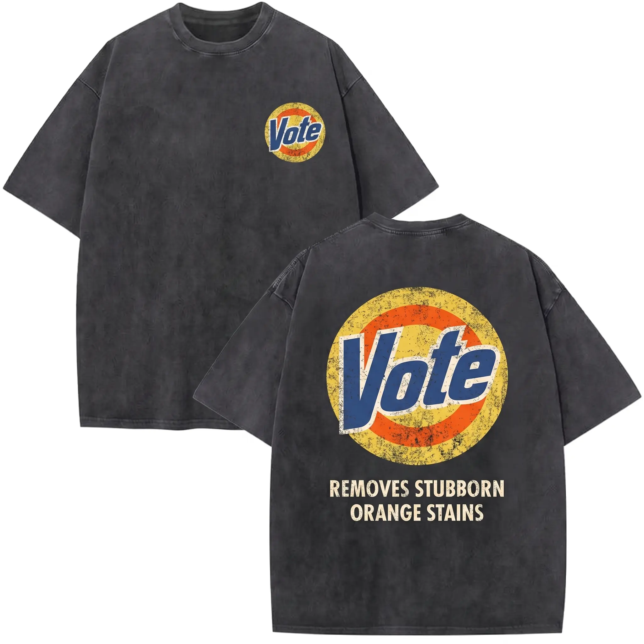 Funny ICE Anti-Trump Political Shirt |   Retro Vote Logo Oversized  Vote Removes Stubborn Orange Stains Washed Cotton Tee