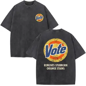 Funny ICE Anti-Trump Political Shirt |   Retro Vote Logo Oversized  Vote Removes Stubborn Orange Stains Washed Cotton Tee