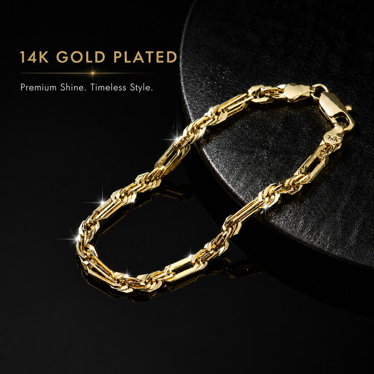 Holylegend 14K Real Gold-Plated Milano Rope Chain Bracelet, 14K Gold Plated Diamond Cut Rope, Simple Twist Link Bracelet,Hip Hop Jewelry, Classic Rope Link Bracelet, Gift Ready,Father's Day Gift Holylegend 14K Real Gold-Plated Milano Rope Chain Bracelet, 14K Gold Plated Diamond Cut Rope, Simple Twist Link Bracelet,Hip Hop Jewelry, Classic Rope Link Bracelet, Gift Ready,Father's Day Gift