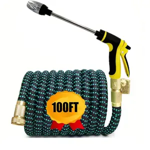 Multifunctional Telescopic Car Wash Set, High-Pressure Nozzle, Metal Connector and Rubber Hose, Suitable for Gardening, Car Washing, American Standard Thread, Pressure Washer Wand, Pressure Washer Quick Connect, Pressure Washer Accessories