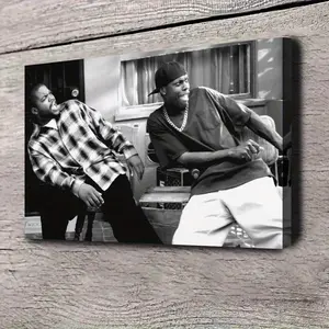 1pc Friday Movie Poster Canvas Wall Art with Frame - Vintage Black and White Comedy Decor for Living Room and Bedroom, Ideal Gift for Fans, Living Room Artwork | Vintage Movie Poster | Detailed Character Design, Canvas Wall Art Ready to Hang