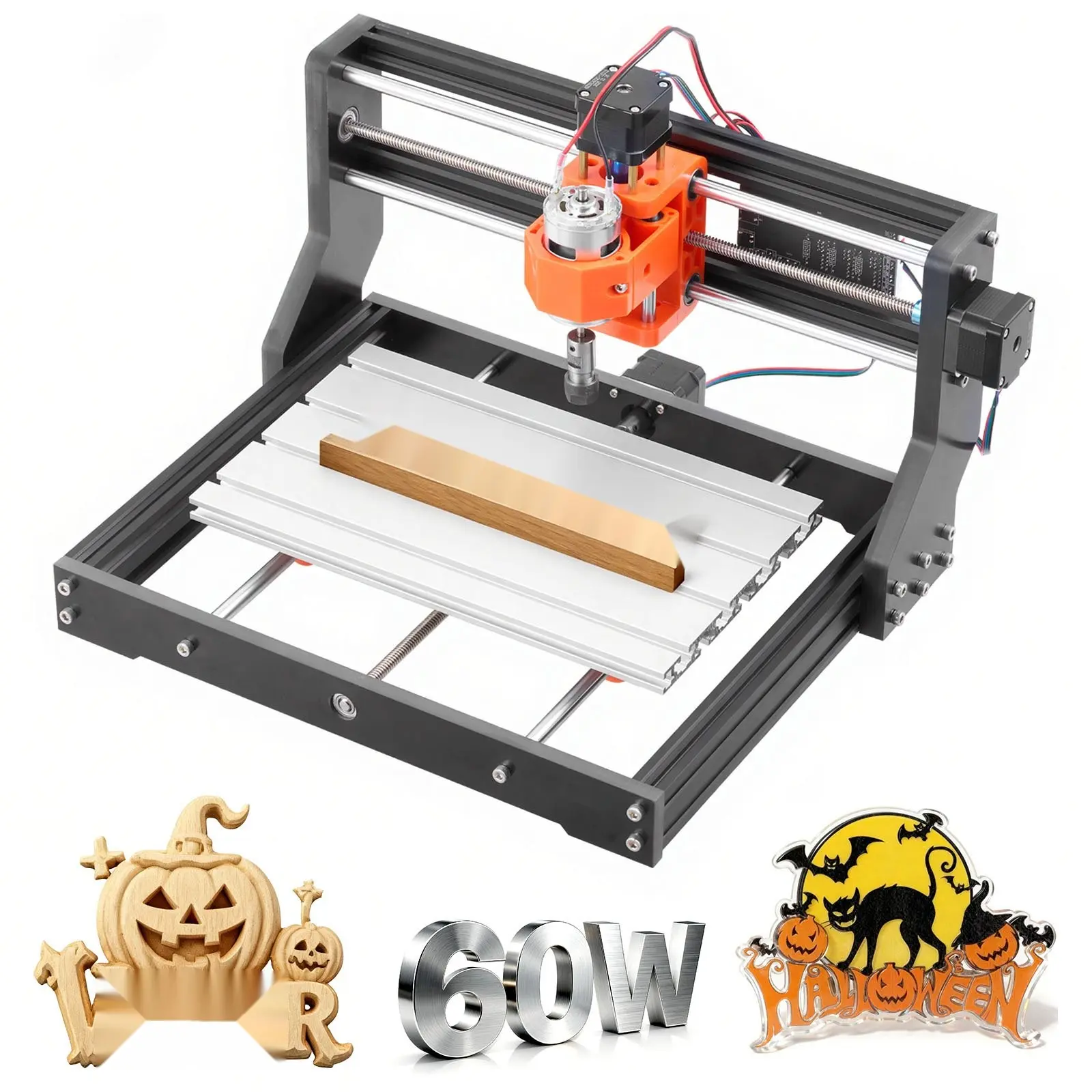 3018 CNC Router Machine with 60W Spindle, 3-Axis Wood Engraving Milling Router for Accurate Carving and Cutting, 300 x 180 x 40 Mm Working Area, Aluminum Alloy Frame, Suitable for Wood, Plastic, and Acrylic