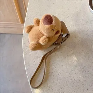 New Capybara Earphone Bag Plush Cartoon Bluetooth Earbuds Case with Lanyard Gift Keychain for Airpods 1/2/3/4/Pro/Pro2