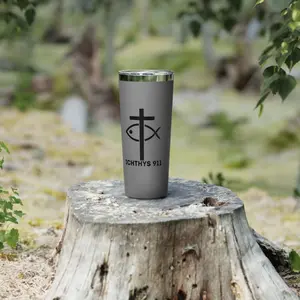 Faith-Inspired Copper Vacuum Insulated Tumbler - 22oz with ICHTHYS 911 Design