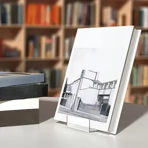 2 pieces of transparent bookshelves, transparent acrylic display stand, tablet stand, suitable for organizing books, music albums, artworks, letters and postcards, ideal for desktop decoration in home offices and libraries