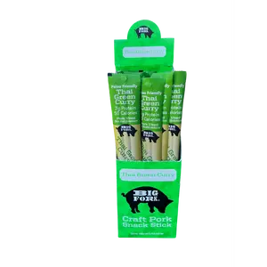 Big Fork Brands Thai Green Curry Craft Pork Snack Sticks - 20 Individually Packaged 1 oz Sticks - Keto Friendly - 7g Protein - 0g Sugar - Made in USA - 50 Calories - 100% Real Meat - Shelf Stable - Dried Natural