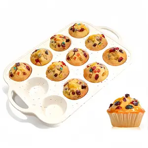 2pcs Silicone Muffin Pan for Baking with Metal Reinforced Frame, 12 Cup Regular Size Cupcake Pan, Easy to Pop Non-Toxic Bakeware for Oven,Cookware, Kitchen Food Silicone Muffin Tray, Cupcake Baking Pan Molds Suitable for Breakfast Party and Festivals