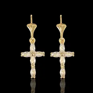CZ Cross Earrings 18k Gold Filled