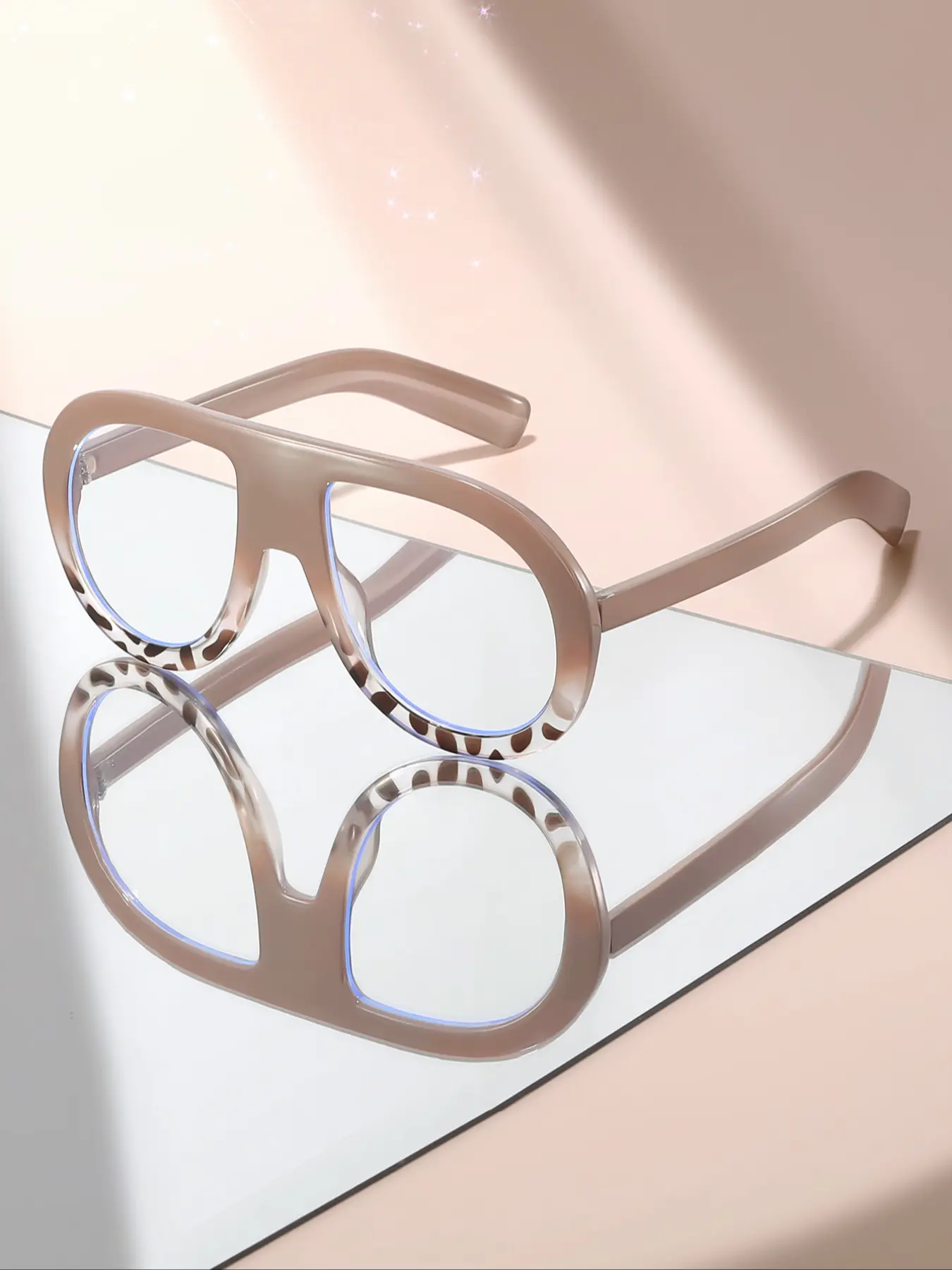 Unisex Oversized Frog-Shaped Flat-Lens Glasses Frame, Fashion Eyewear, Casual Plastic Frame for All Seasons, Non-Prescription Party Costume Accessory