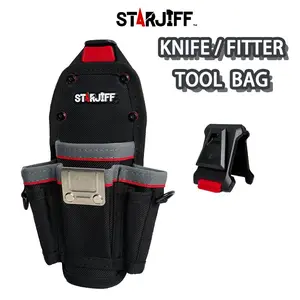 Starjiff Tool Storage Waist Bag, Tool Bag Organizer, Electrician Woodworking Garden Tools Pouch, 1680D Oxford Fabric Heavy Duty Quick-Release Knife Clip Bag, Hc2572