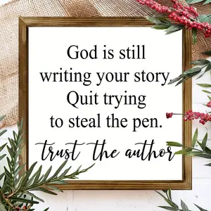 2D Christian Wall Art Rustic Farmhouse Religious Decor with Believe in The Author's Faith Scripture Sign, Inspirational Verse Display for Or Bedroom Spiritual Decorations