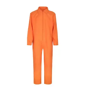Unisex Halloween Cosplay Prison Uniform Clothes, Yellow Polyester Fabric Outfit for Adults and Children