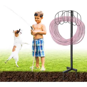 Outside Holder Duty Hose Stand Rack Holds 150Ft Detachable In Ground Hose Reel Stand for Lawn Yard Pipe