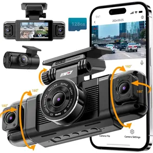 N5 4  Dash Cam 360? View, 1080P Front and Rear Inside, Left Right Dash Camera for , 8 IR Lamps Night Vision, 5G WiFi & APP Control, G-Sensor, Parking Mode, with a Free 128GB SD Card