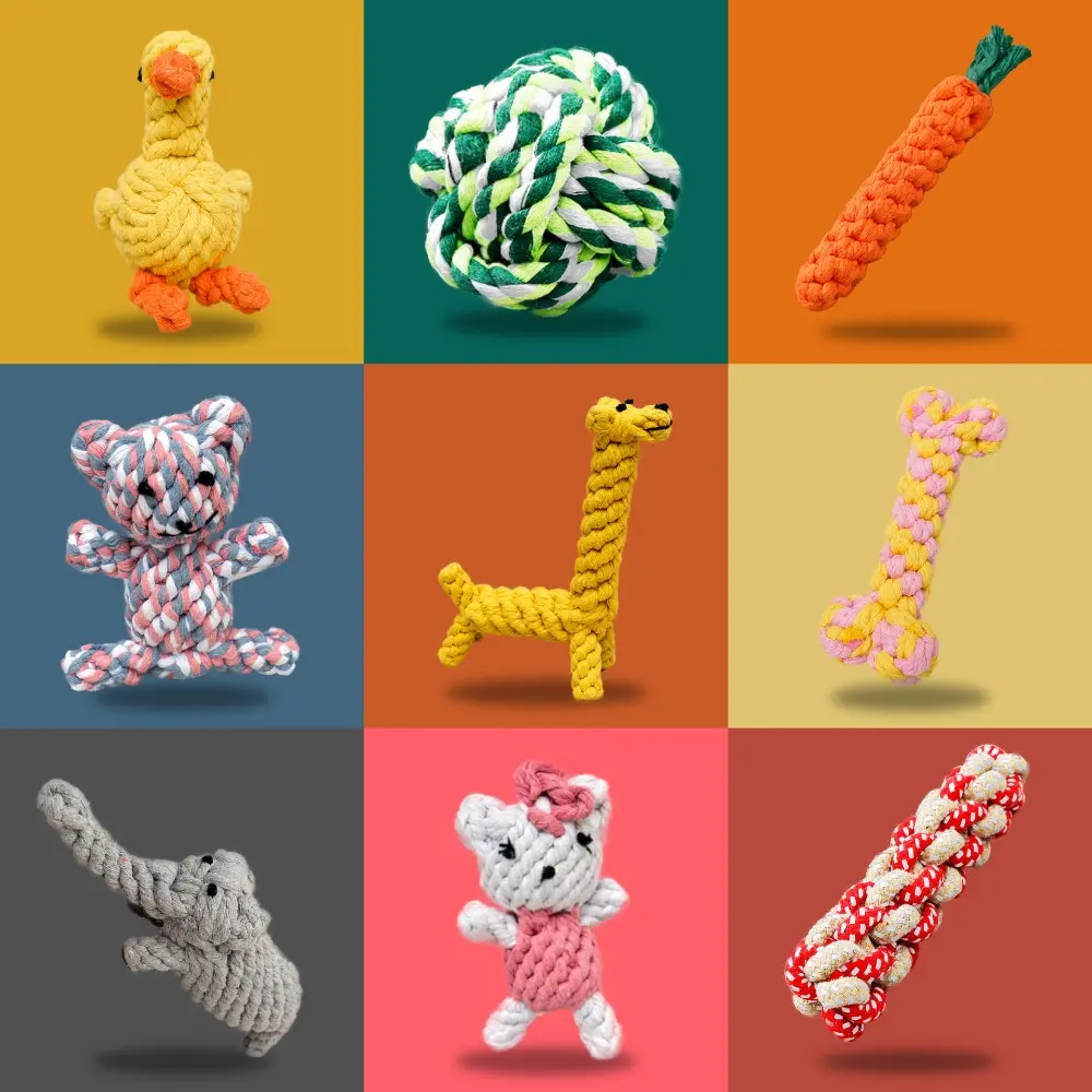 Dog Bite Rope Knot Weaving Toy Large Dog Rope Ball Pet Puppy Grinding Teeth Bite-resistant and Stuffy Fighting Pet Supplies