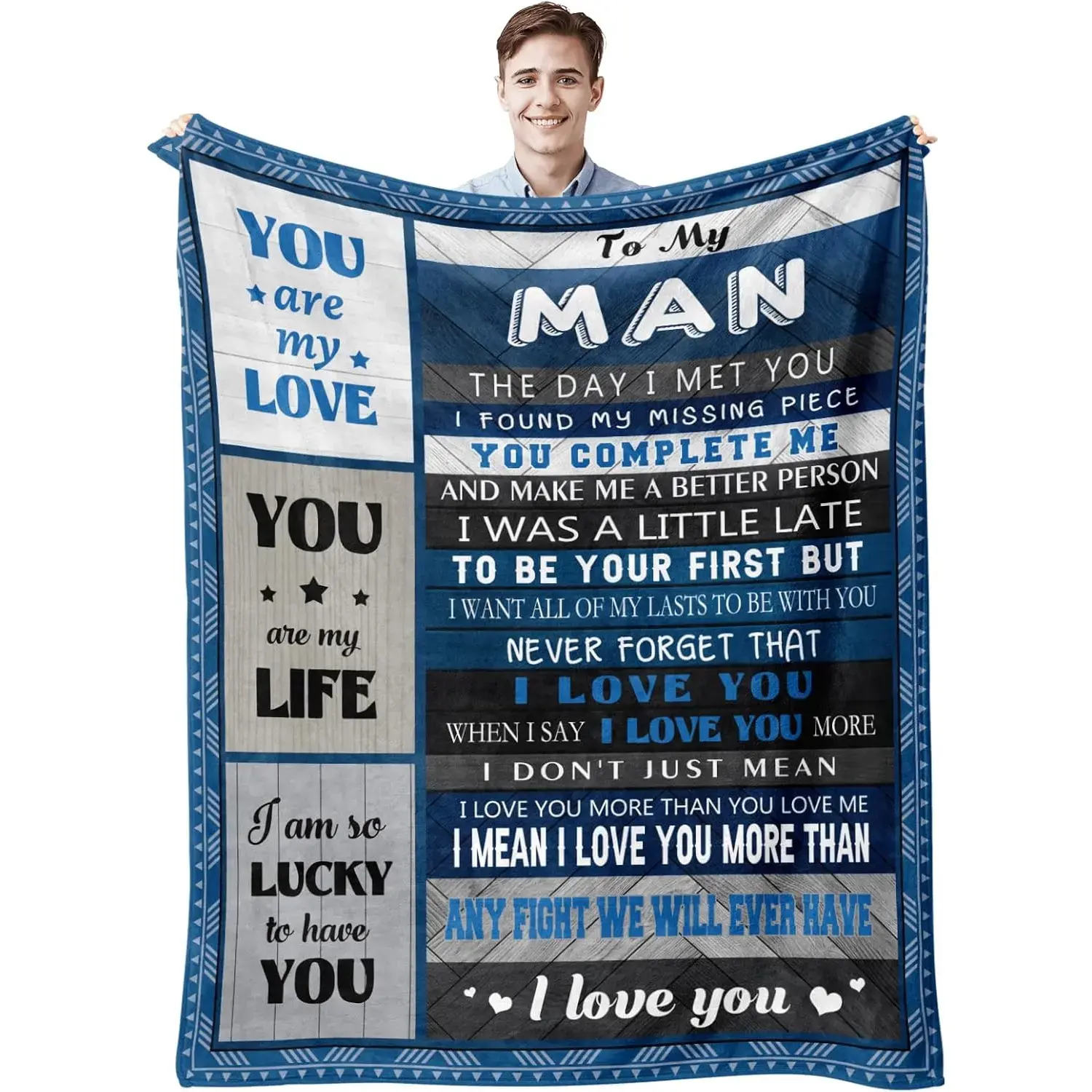 A soft and skin-friendly wool flannel blanket with slogan print. It is an ideal birthday or wedding anniversary gift for your father. Flannel blanket, skin-friendly blanket.
