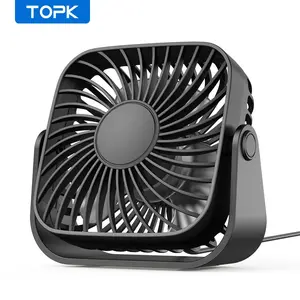 TOPK USB Rechargeable Mini Fan, Multifunctional Cooling Fan, 3 Speeds Quiet Desk Table Personal Fan, 360° Adjustment Standing Fans for Room Home, Adjustable Speeds Fan