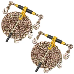 VEVOR Ratchet Chain Binder, 5/16 inx 10 ft G80 Chains, 8000 lbs Working Load of Ratchet Load Binder, Chains and Binders Set, Tie Down Hauling Chain Binders for Hauling, Towing, Logging, Lifting