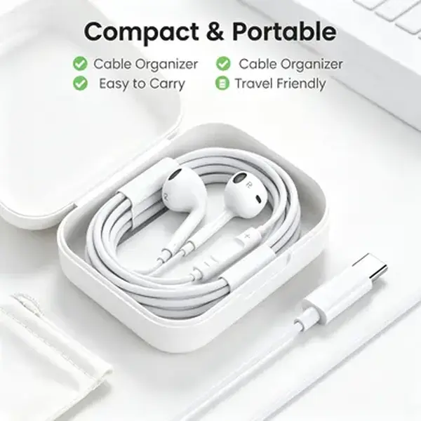 ummerwins USB‑C Wired Earbuds with Microphone, Volume Control, HiFi Stereo Noise‑Isolating Headphones, Compatible for iPhone 15‑17, Samsung, Pixel, USB‑C Phones, Back to School