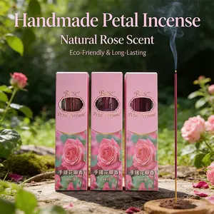 Handmade Rose Petal Incense Sticks, Large Box for Yoga Meditation Home Aromatherapy, Natural Scented Smokeless Fragrance