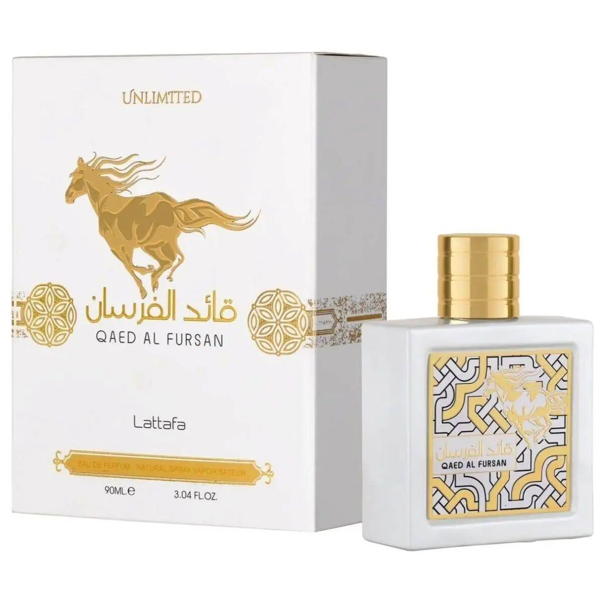 Lattafa Qaed Al Fursan Unlimited Unisex EDP - 3.04 fl oz Elegant Perfume with Exotic Fragrance, New Box, Non-Aerosol Formula, New Packaging, Aromatic Unisex Fragrance, Boxed Bottled Unisex Fragrance