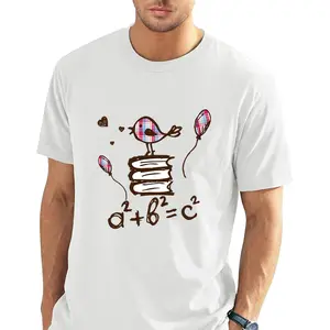 Menswear Shortsleeve T-Shirt - Cute Casual Streetwear Top with Funny Bird Pythagorean Theorem Design for Math Teachers