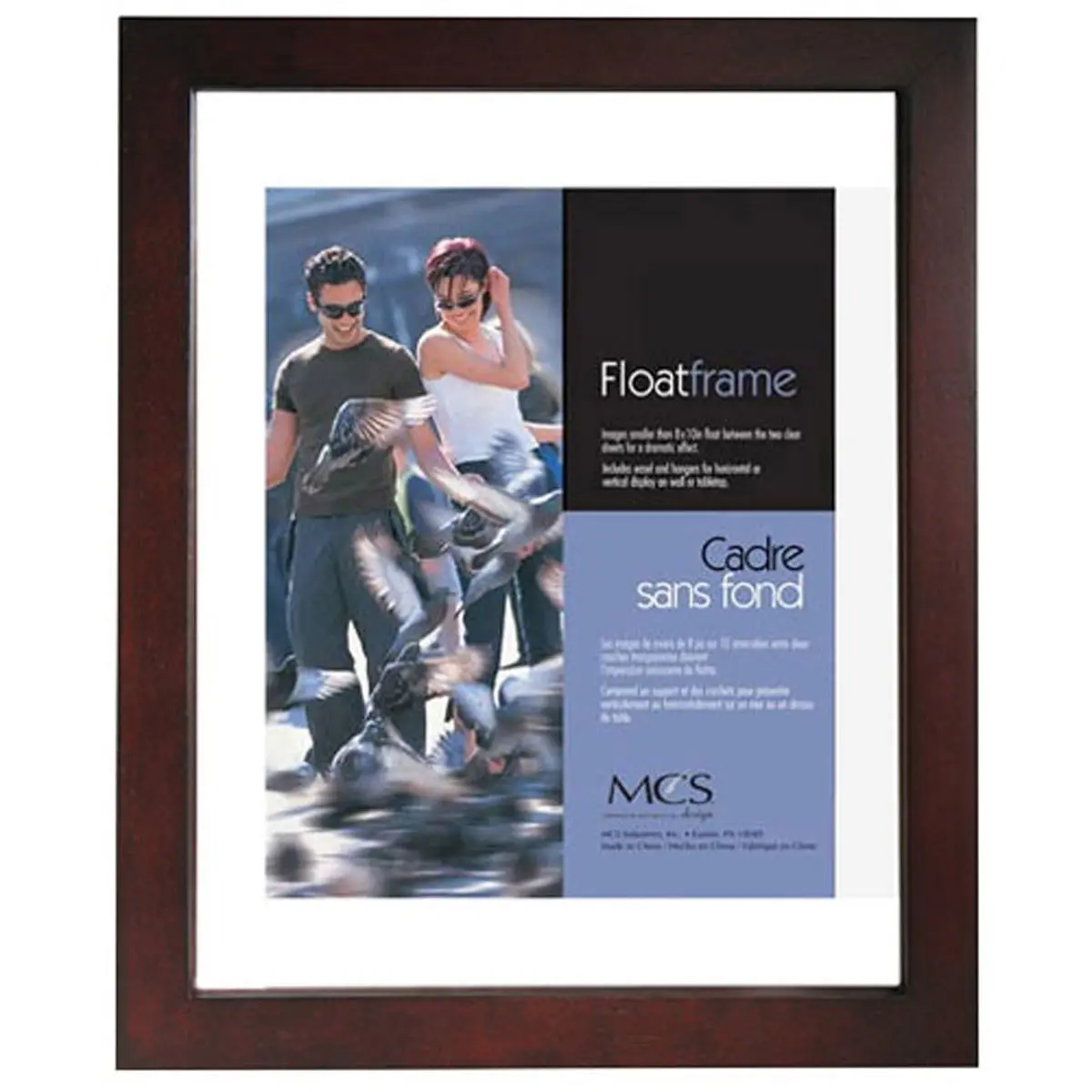 MCSB Walnut Wood Float Frame - 11x14 for 8x10 Photo Display, Rustic Solid Wood Baby Room Decor with 3/4-in Molding, Landscape Compatible