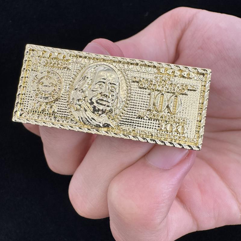 2 Finger Rings 100 Dollar Ring Nugget Double Ring 14k Plated Double-Finger Ring Men's Hip-Hop Fashion