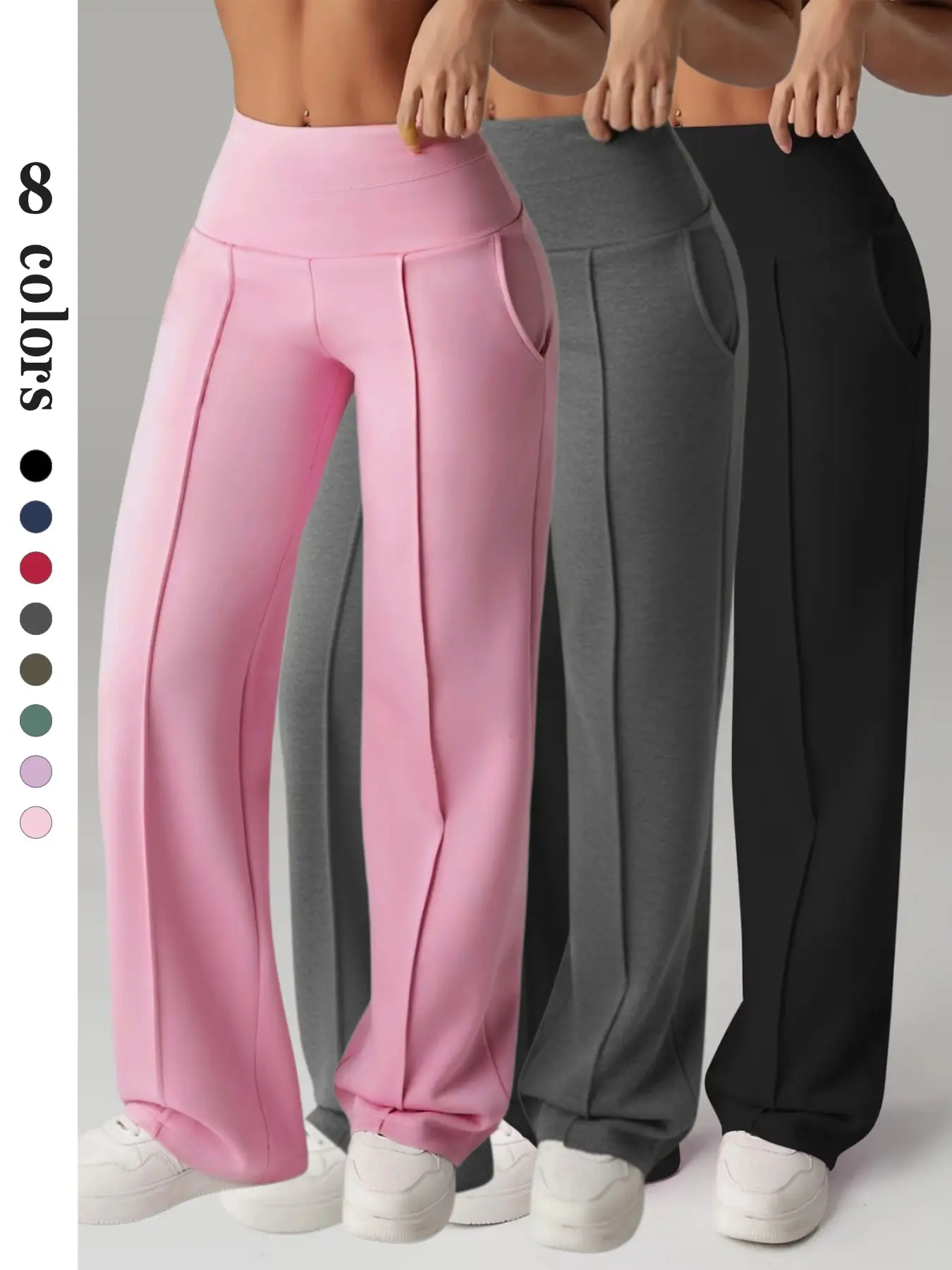 High Waist Yoga Pants, Fitness Yoga Pants, Fitness Activewear, Fitness Clothes, Solid Color, Fitted, Sporty Style, Long/regular Length, All Seasons, Moisture-Wicking, Daily Wear