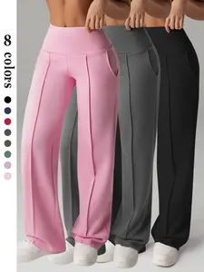 High Waist Yoga Pants, Fitness Yoga Pants, Fitness Activewear, Solid Color, Fitted, Sporty Style, Long/regular Length, All Seasons, Moisture-Wicking, Daily Wear
