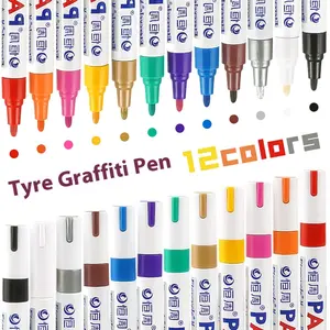 12 Color Christmas Theme Quick Dry Permanent Paint Pens, Art Markers Pen, Waterproof Oil-Based Markers Set, Ideal for Rocks, Wood, Fabric, Glass, DIY Crafts