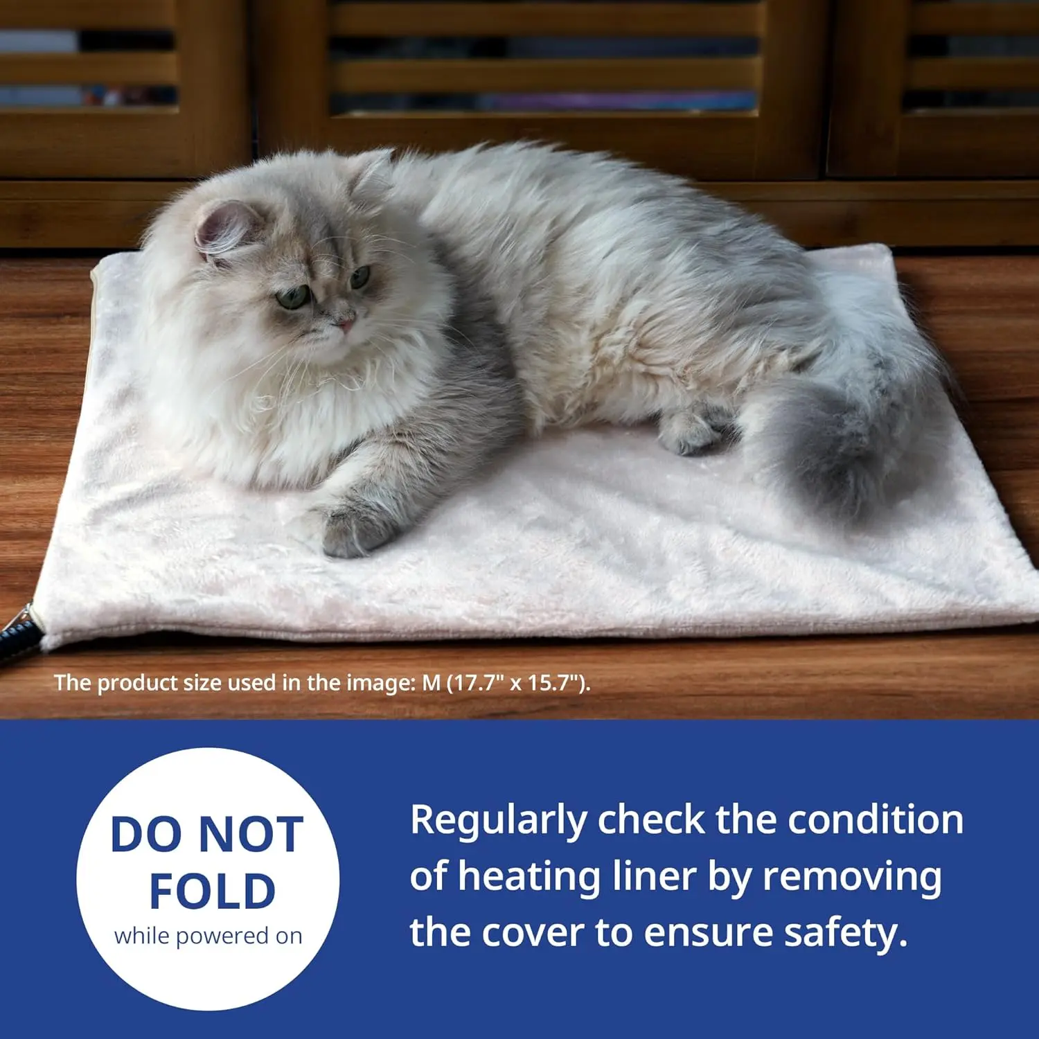 Pet Heating Pad for Dogs and Cats, Heated Cat Bed with Steel-Wrapped Cord and Soft Fleece Cover, 17.7 x 15.7 Inches, 30 Watts