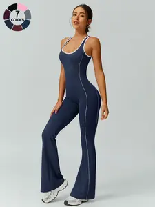 Women's High Stretch Breathable Quick-Dry Bodysuit, Sporty Comfy Jumpsuit, Slim Fit Comfortable Yoga Dance Wear, Versatile for Daily Commute Casual, Sportswear Jumpsuits