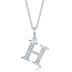 Sterling Silver, 0.03cttw Diamond Accent 'H' Initial Pendant w/Chain