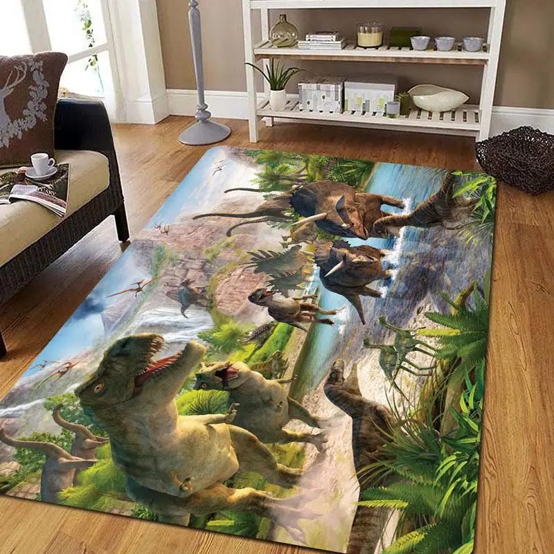 Dinosaur Pattern Design Carpet, 1 Count Soft Durable Floor Large Rug, Cool Bedroom Accessories, Room Decor, Indoor Decorative Mat for Home Living Room