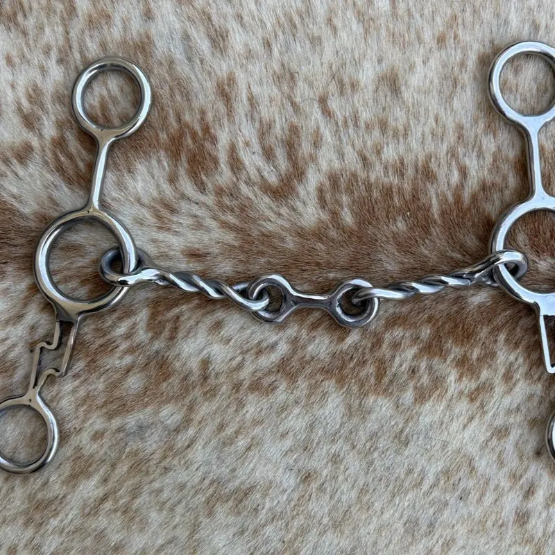 Stainless Steel Jr Cowhorse Dog Bone Bit 5” Twisted Mouth Lightning Bolt Design FREE