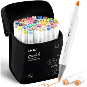 Ohuhu Alcohol Brush Markers 48 Midtone Colors Double Tipped Alcohol Based Art Marker Set for Artists Adults Coloring Sketch Illustration Brush  Chisel Dual Tips Honolulu Refillable